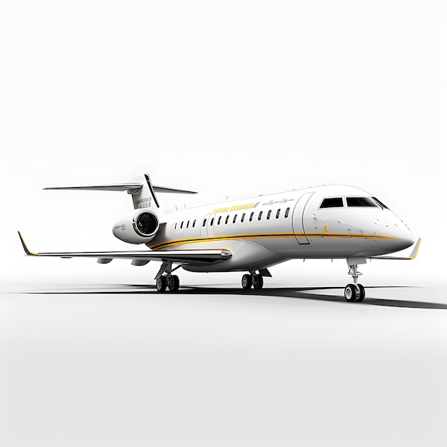 Isolated of Bombardier Global 7500 2018 Ultra Long Range Business Jet on on White BG Blank Clean