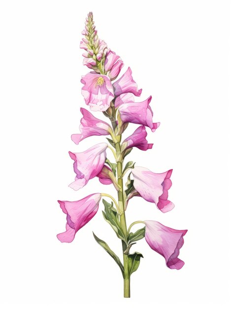 Photo isolated botanical watercolor illustration of foxglove flower ai generated
