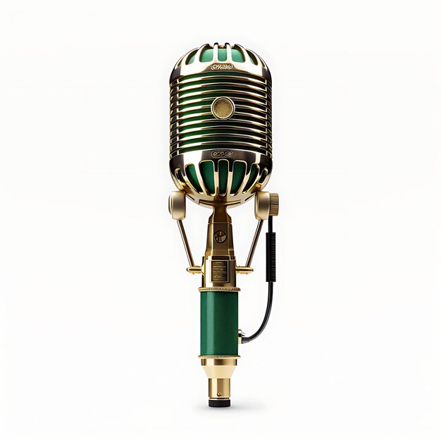 Isolated of Brass Swing Arm With Condenser Microphone Small Diaphragm Go Content Creator PodCast