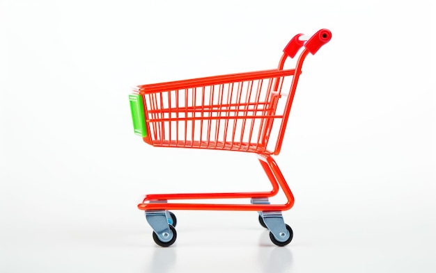 Photo an isolated bright red shopping cart on a clean white backdrop