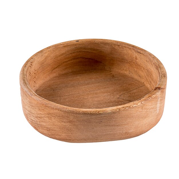 Isolated brown empty natural wooden bowl