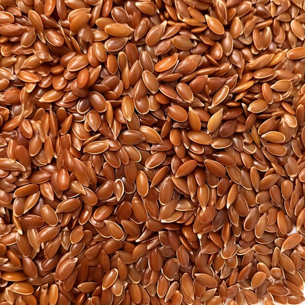 Photo isolated of brown flaxseeds grain seed color brown form herbaceous plant on white background photo