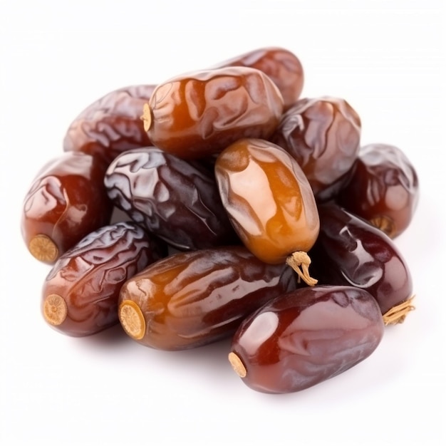 An isolated bunch of Dates on a white background ai generated