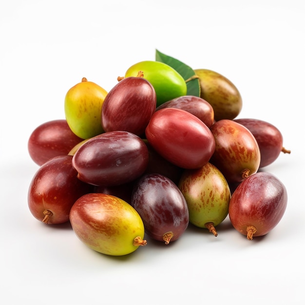 An isolated bunch of Jujube fruit on a white background ai generated