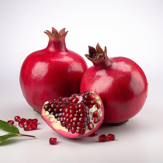 An isolated bunch of Pomegranate on a white background ai generated