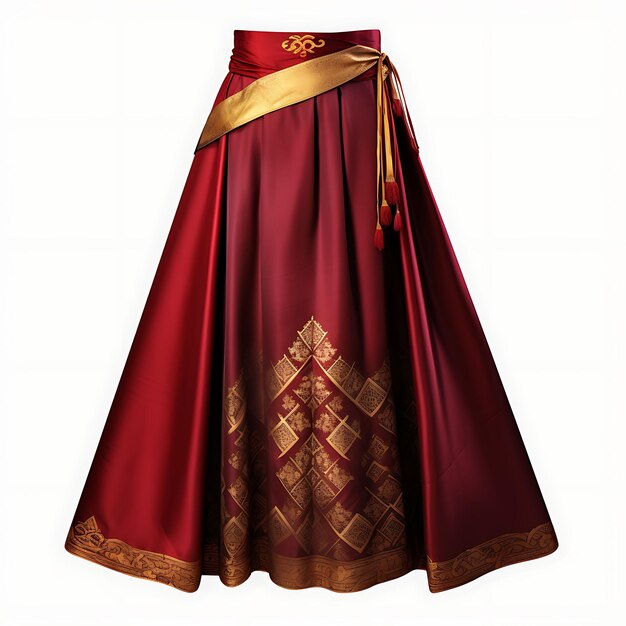 Isolated of Burmese Longyi Type Wrap Skirt Material Silk Color Concept B Traditional Clothes Design