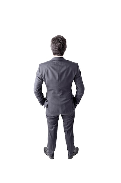 Isolated businessman rear view