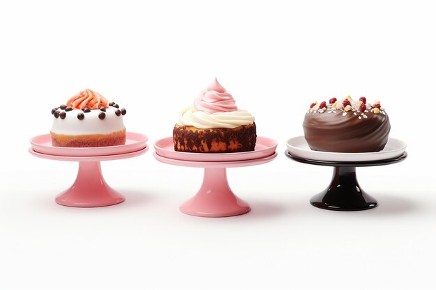 Photo isolated cake stands on white background generative ai