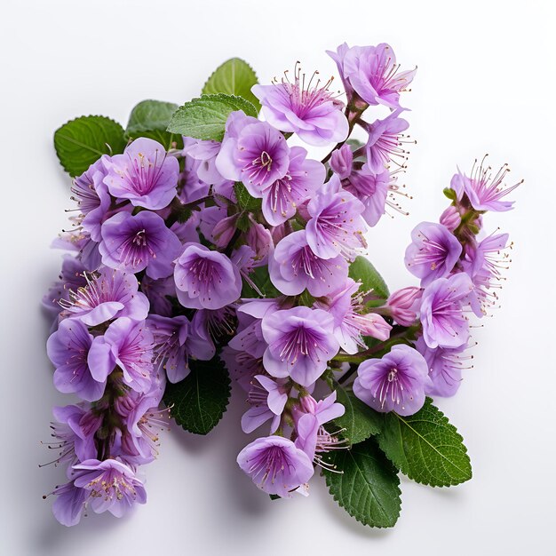 Isolated of a Captivating Nepeta Flower Highlighting Its Clu Top View Shot On White Background