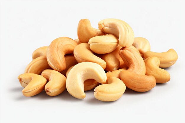 Isolated Cashew Nuts on a Clear Background