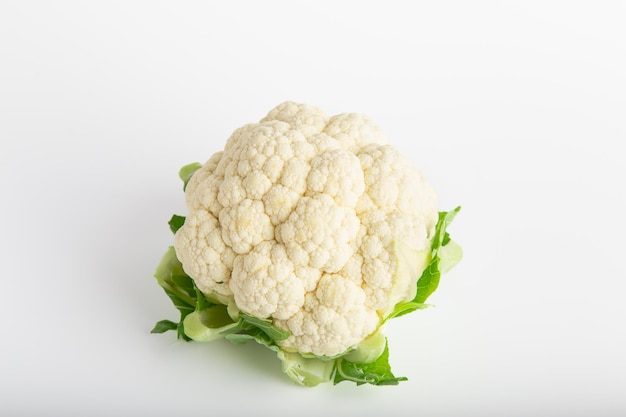 Isolated cauliflower over white studio shot with single piece includes copy space