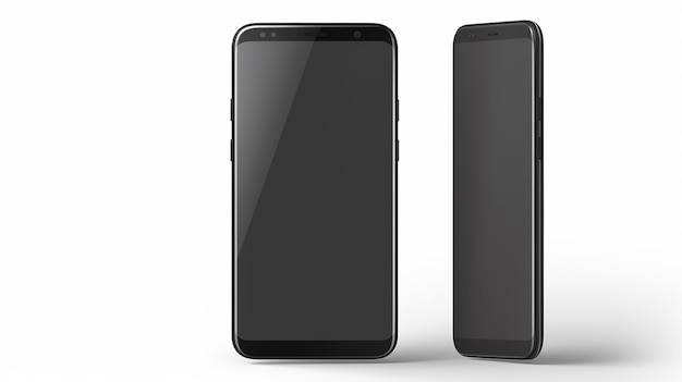 白い背景のモックアップホームに隔離された携帯電話