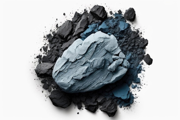 Isolated charcoal on a white background fossil coal is a fuel view from a height