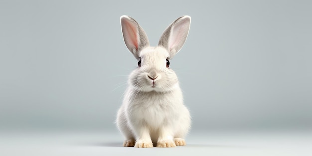 Isolated Charm Smiling Rabbit in Studio Portrait