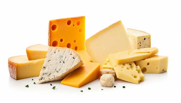 Photo isolated cheeses with clipping path