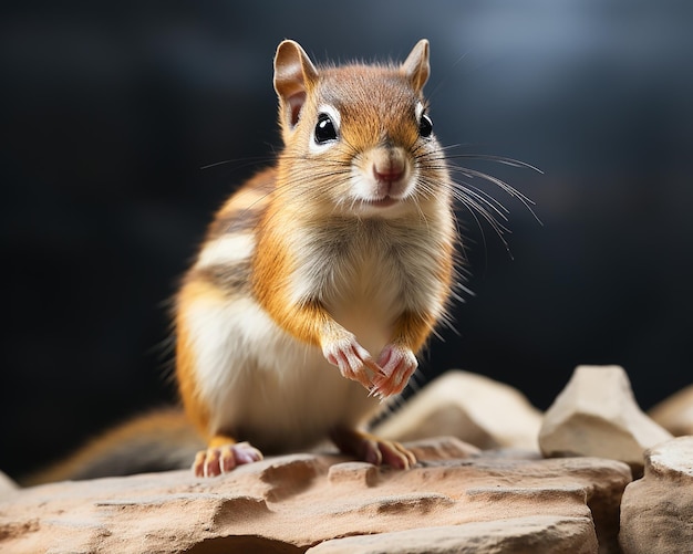 白い背景の上の孤立したシマリス