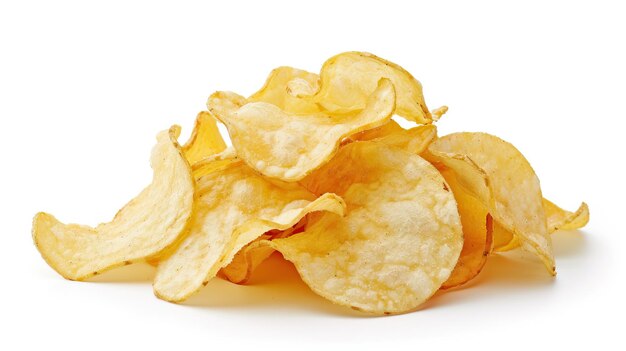 Isolated chips Group of potato chips isolated on white background with clipping path potato chips