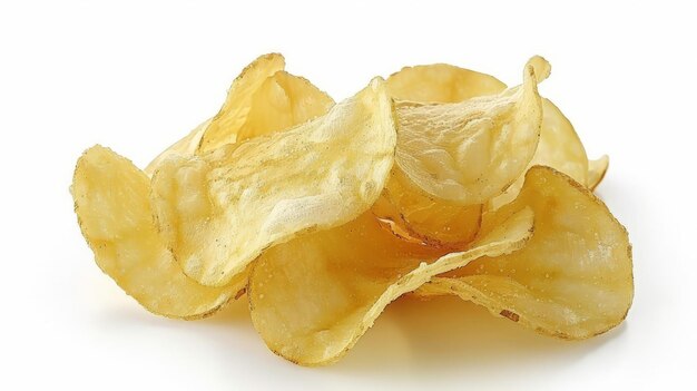 Isolated chips Group of potato chips isolated on white background with clipping path