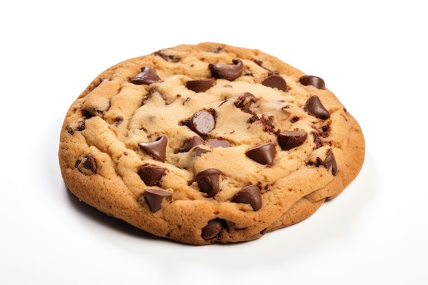 Isolated chocolate chip cookie on white background