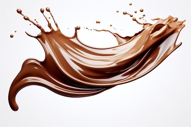 Isolated Chocolate Splash in Focus Isolated on white background Generative Ai
