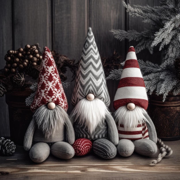 Isolated Christmas gnome on a copyspace background Christmas celebration concept Generative AI