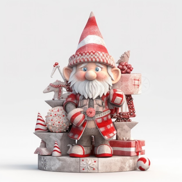 Isolated Christmas gnome on a copyspace background Christmas celebration concept Generative AI