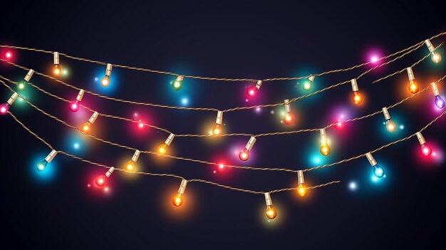 Isolated christmas lights vector strings holiday