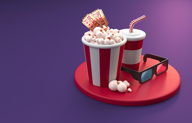 Foto illustrazione 3d del concetto di cine isolato