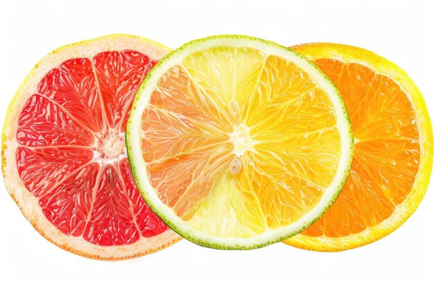 Isolated citrus slices on white background