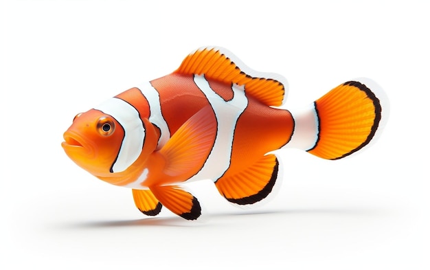 Isolated Clownfish on White Background Generative Ai