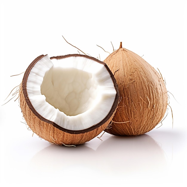 Изолированные кокосовые фрукты на белом фоне Как дизайн