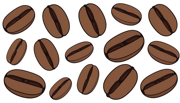 現代 の フラット デザイン で 設置 さ れ た 隔離 さ れ た コーヒー 豆