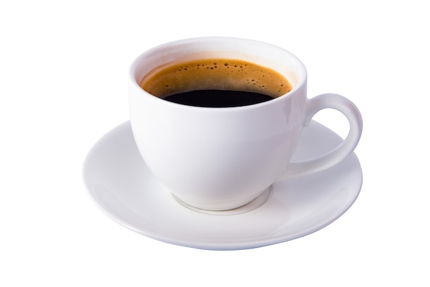 isolated coffee cup with coffee inside and clipping path on white background