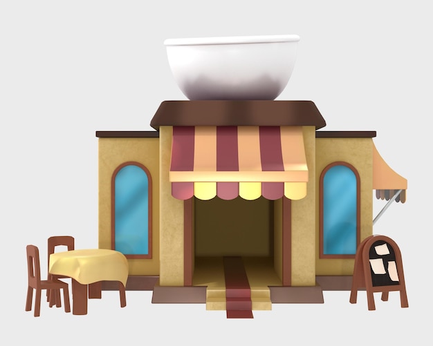 isolated coffee shop on gray background