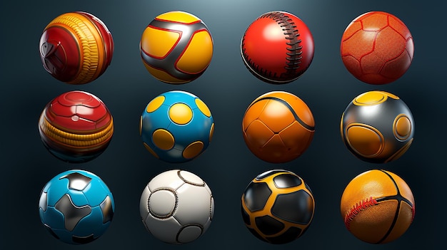 Isolated Collection of 3D Sport Icons