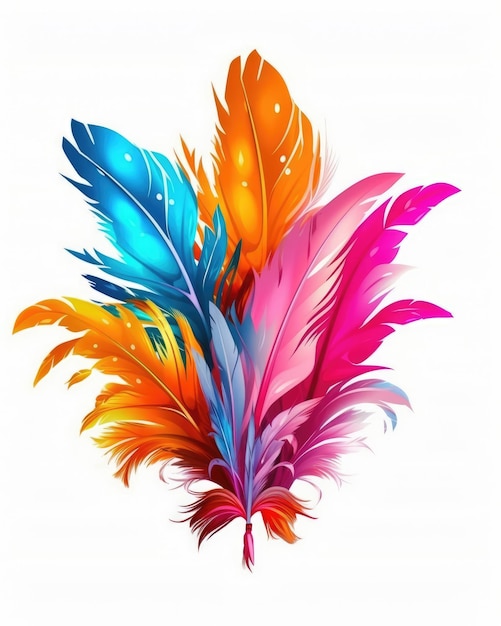 Isolated colorful feathers for carnival composition Illustration Generative AI