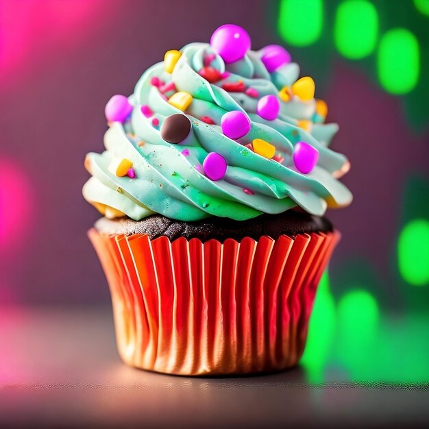 isolated colourful cupcake