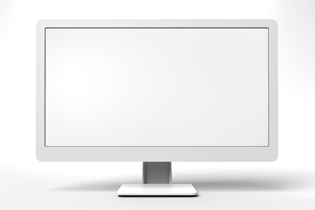 Foto monitor di computer isolato su sfondo bianco con una cornice elegante e un display led: ia generativa