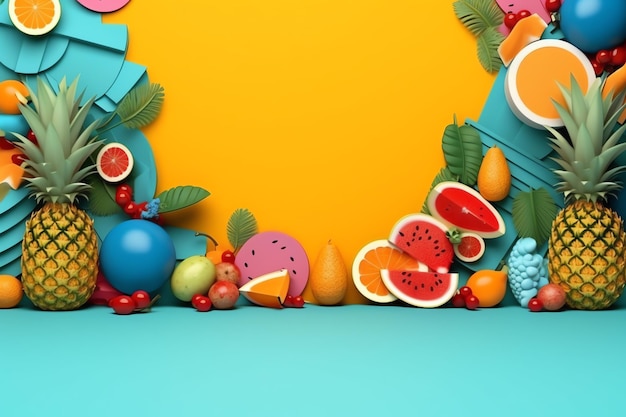 Isolated copy space colorful tropical fruit ai generated