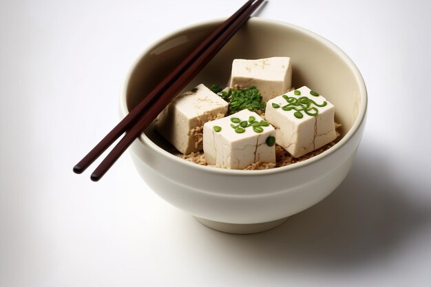 Photo isolated coseup tofu on a white backdrop