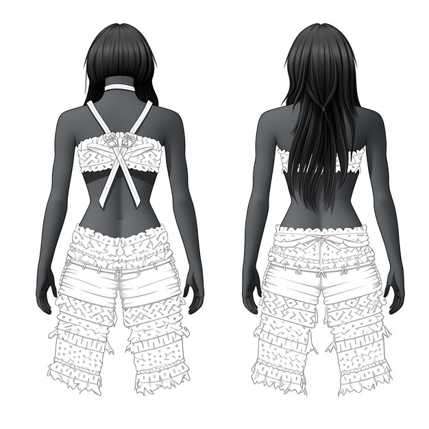 Изолированный из вязания Bralette и Бикини Set Boho Inspired Crochet Design 3D Design Concept Ideas