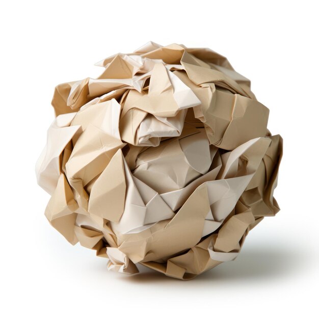 Isolated Crumbled Paper Ball on White Background