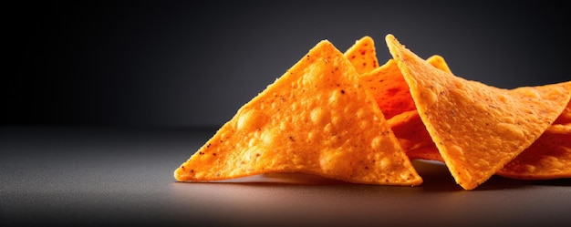 Isolated crunchy doritos on the dark background Generative AI