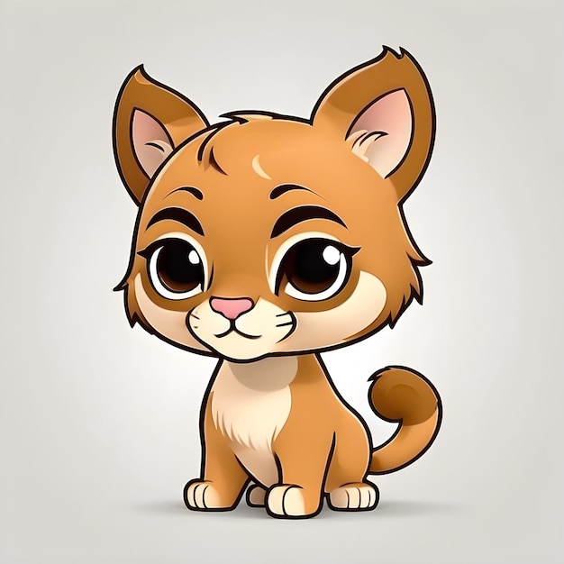 Isolated cute cartoon wild cat 2D