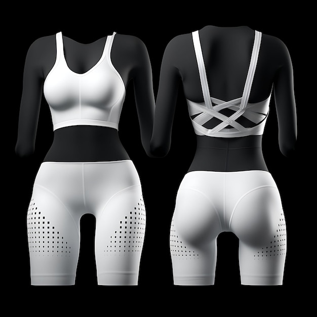 단절 된 Cutout Front Closure 스포츠 브래지어와 Cheeky Panties Set Cutou 3D 디자인 개념 아이디어