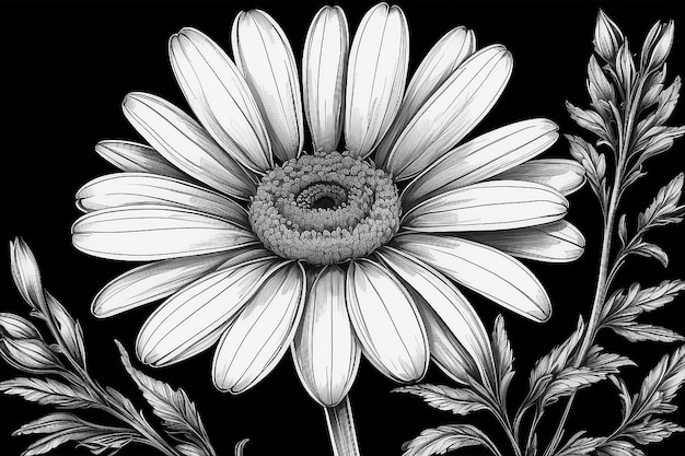 Isolated daisy line art floral clipart