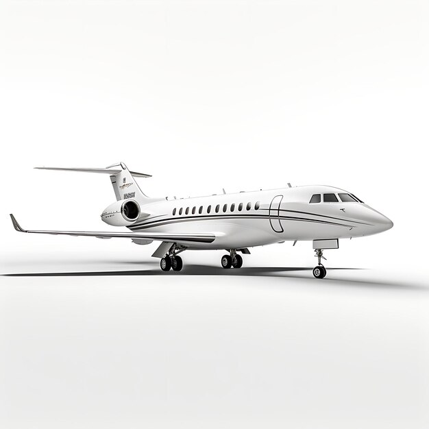 Isolated of Dassault Falcon 900 1984 Business Jet on White Background Lo on White BG Blank Clean