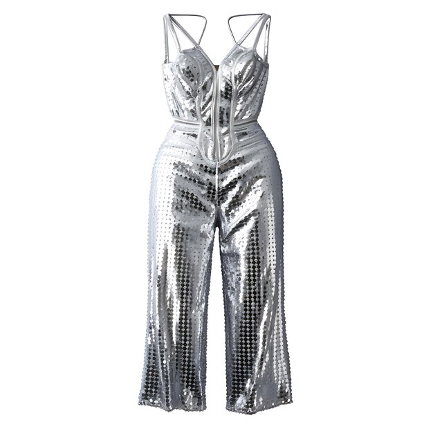 Isolated of Disco Jumpsuit Type One Piece Material Spandex Color Concept Traditional Clothes Design