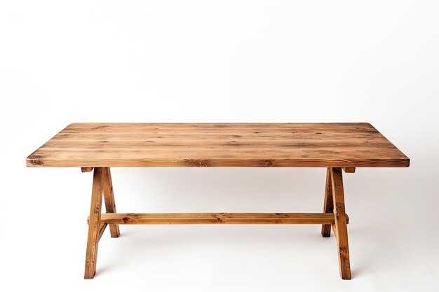 Isolated display or product empty table crafted from aged pine wood