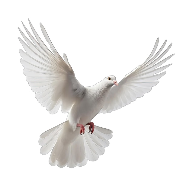 Photo isolated dove flying on white or transparent background